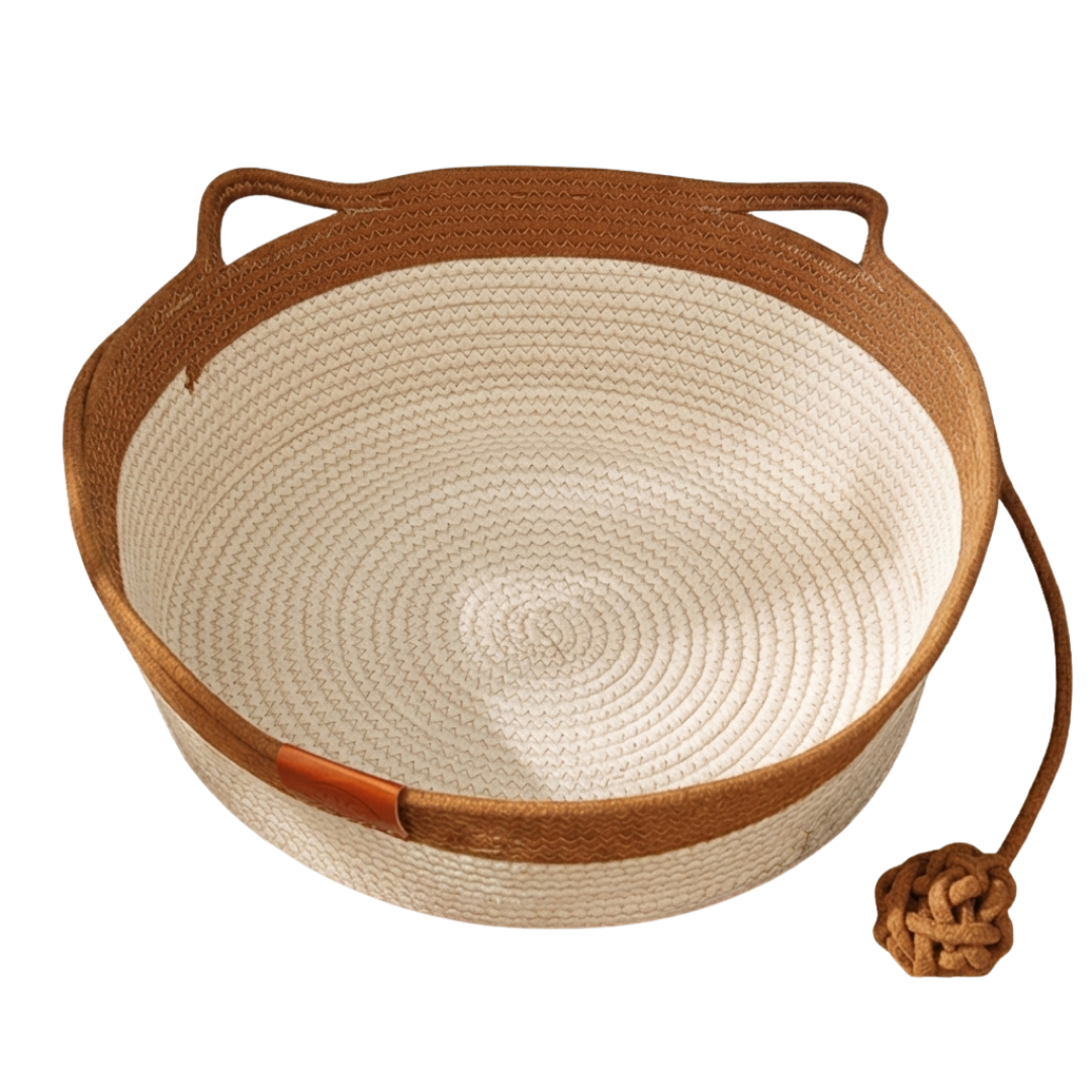 Woven Comfort Basket – Soft Cotton Bed for Cats