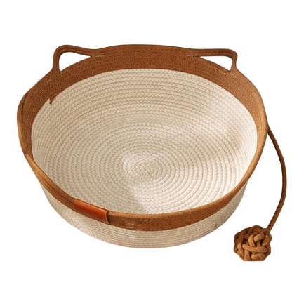 Woven Comfort Basket – Soft Cotton Bed for Cats