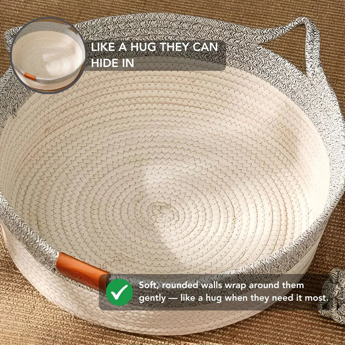 Woven Comfort Basket – Soft Cotton Bed for Cats